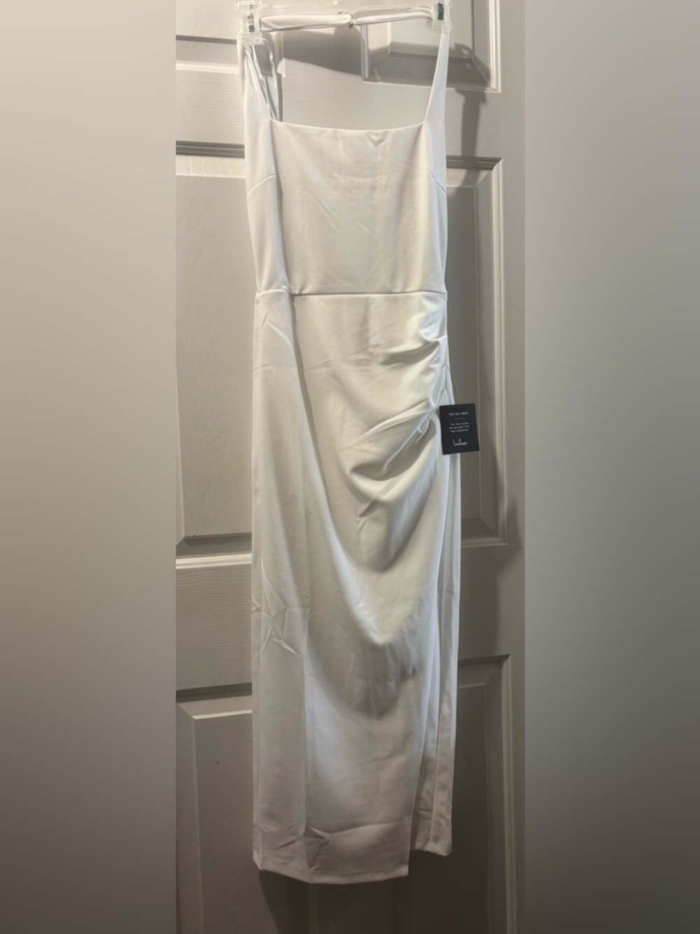 Lulu's White Ruched Midi Dress